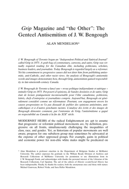 The Genteel Antisemitism of JW Bengough