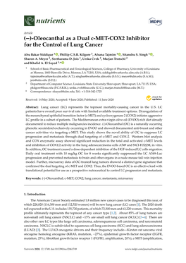 (-)-Oleocanthal As a Dual C-MET-COX2 Inhibitor for The