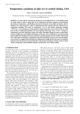 Temperature Variations in Lake Ice in Central Alaska, USA
