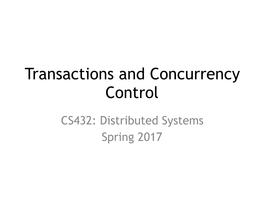 Transactions and Concurrency Control