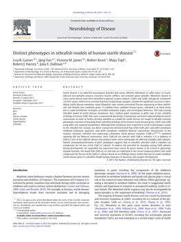 Distinct Phenotypes in Zebrafish Models of Human Startle Disease