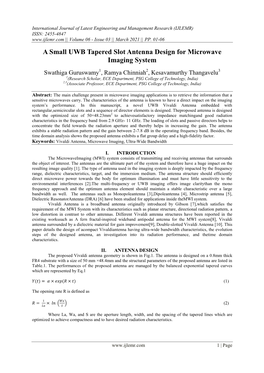 A Small UWB Tapered Slot Antenna Design for Microwave Imaging System