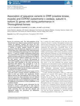 Association of Sequence Variants in CKM (Creatine Kinase, Muscle) And