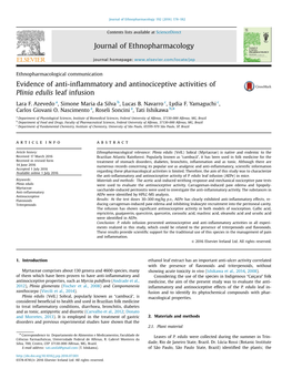 Evidence of Anti-Inflammatory and Antinociceptive Activities of Plinia