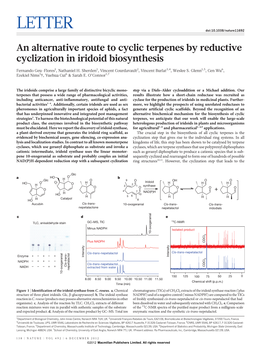 An Alternative Route to Cyclic Terpenes by Reductive Cyclization in Iridoid Biosynthesis