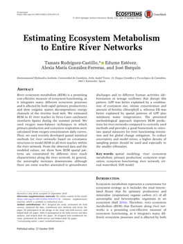 Estimating Ecosystem Metabolism to Entire River Networks