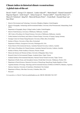 Climate Indices in Historical Climate Reconstructions: a Global State-Of-The-Art