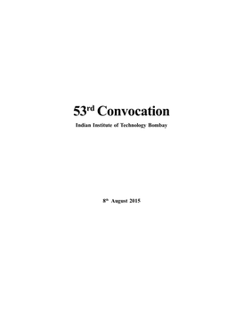 53Rd Convocation Indian Institute of Technology Bombay
