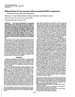 Ribonuclease P: Anenzyme with an Essential Rnacomponent