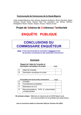 Enquête Publique Conclusions Du