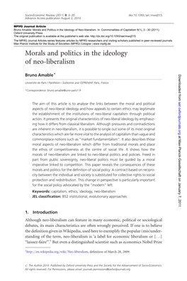 Morals and Politics in the Ideology of Neo-Liberalism