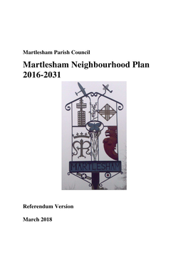 Martlesham Parish Council Martlesham Neighbourhood Plan 2016-2031