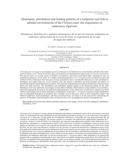 Abundance, Distribution and Feeding Patterns of a Temperate Reef Fish in Subtidal Environments of the Chilean Coast: the Importance of Understory Algal Turf