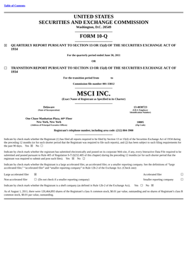 MSCI INC. (Exact Name of Registrant As Specified in Its Charter)