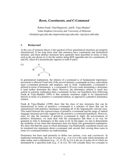 Roots, Constituents, and C-Command