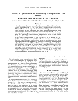 Clintonite-1M: Crystal Chemistry and Its Relationships to Closely Associated Al-Rich Phlogopite