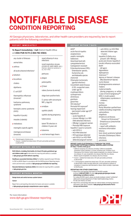 Notifiable Disease Reporting Requirements