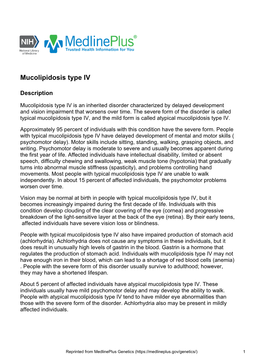 Mucolipidosis Type IV