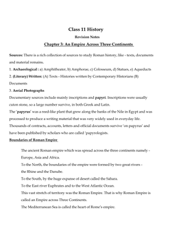 Class 11 History Revision Notes Chapter 3: an Empire Across Three Continents