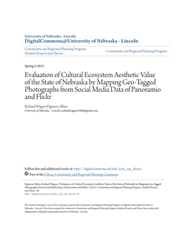 Evaluation of Cultural Ecosystem Aesthetic Value of the State Of