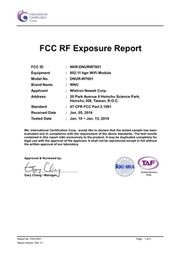 FCC RF Exposure Report