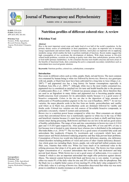 Nutrition Profiles of Different Colored Rice: a Review JPP 2019; SP2: 303-305