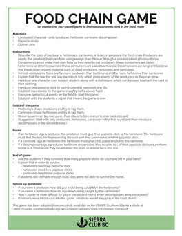 FOOD CHAIN GAME an Interactive, Fast-Paced Game to Learn About Connections in the Food Chain