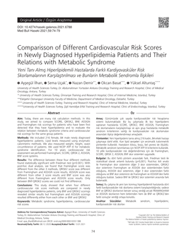 Comparisson of Different Cardiovascular Risk Scores In