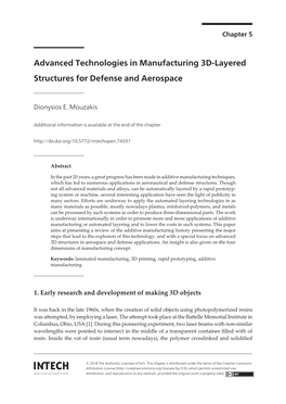 Advanced Technologies in Manufacturing 3D-Layered