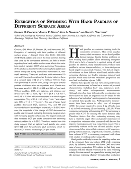 Energetics of Swimming with Hand Paddles of Different Surface Areas