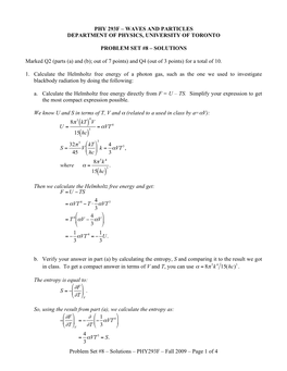 Solutions – PHY293F – Fall 2009 – Page 1 of 4 PHY 293F