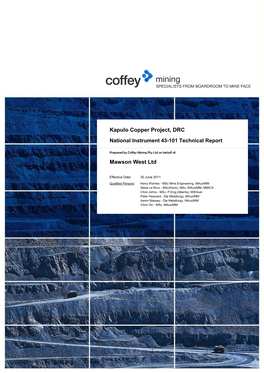 Kapulo Copper Project, DRC Mawson West