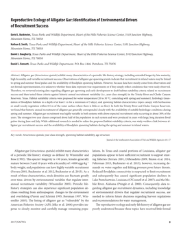 Reproductive Ecology of Alligator Gar: Identification of Environmental Drivers of Recruitment Success