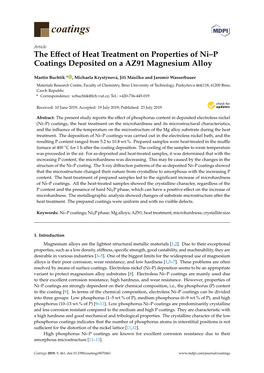 The Effect of Heat Treatment on Properties of Ni–P Coatings