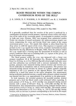 Blood Pressure Within the Corpus Cavernosum Penis of the Bull