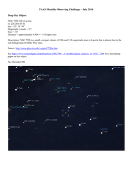 TAAS Monthly Observing Challenge – July 2016 Deep Sky Object