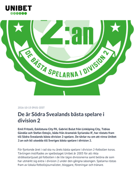 De Är Södra Svealands Bästa Spelare I Division 2