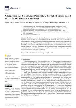 Advances in All-Solid-State Passively Q-Switched Lasers Based on Cr4+:YAG Saturable Absorber