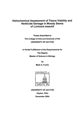 Histochemical Assessment of Tissue Viability and Herbicide Damage in Woody Stems of Lonicera Maackii