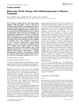 Bath-Water PUVA Therapy with 8-Methoxypsoralen in Mycosis Fungoides