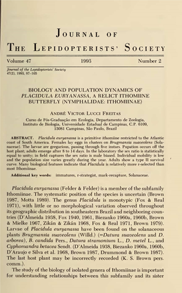 Journal of the Lepidopterists' Society