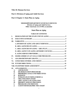 Division of Aging and Adult Services Part 2 Chapter 1