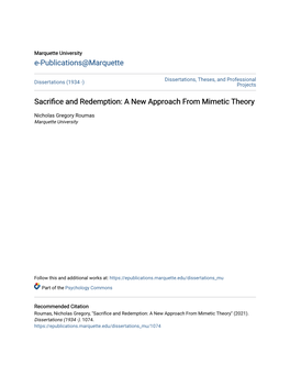 Sacrifice and Redemption: a New Approach from Mimetic Theory