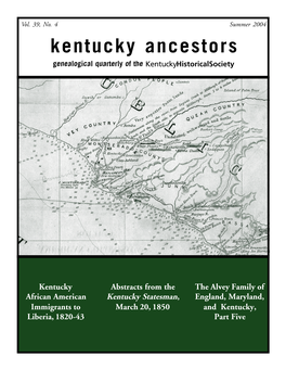 Kentucky Ancestors Genealogical Quarterly of the Kentuckyhistoricalsociety