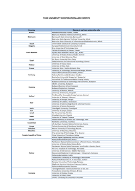 Tuke University Cooperation Agreements