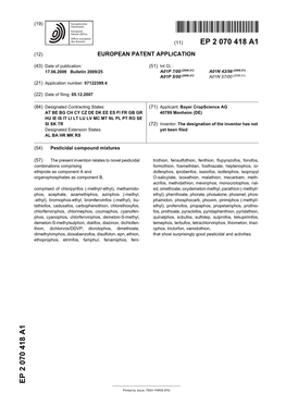 Pesticidal Compound Mixtures