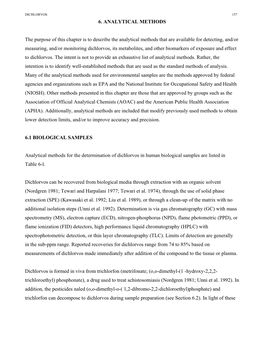 6. ANALYTICAL METHODS the Purpose of This Chapter Is To