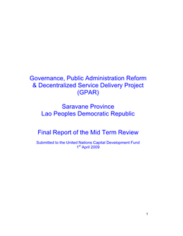 Governance, Public Administration Reform & Decentralized Service