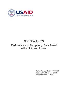 ADS Chapter 522 Performance of Temporary Duty Travel