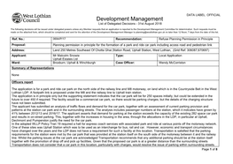 Development Management List of Delegated Decisions - 31St August 2018